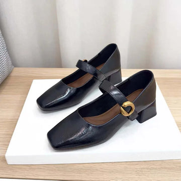 Xajzpa New Style Fashionable Designer Vintage Women Mary Jane Shoes Women's Square Toe Shoes Spring Autumn Elegant Low Heels Sandals